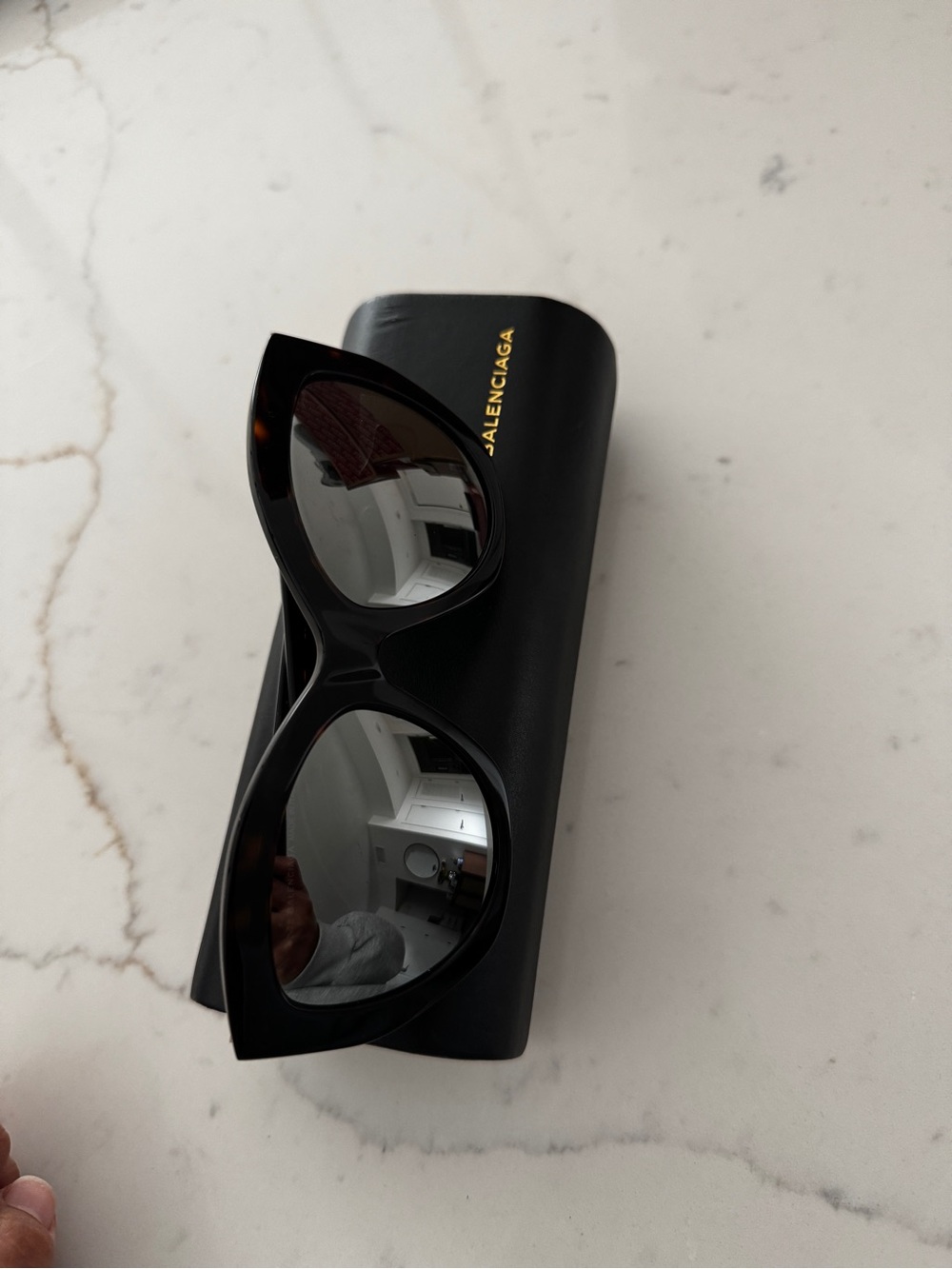 Balenciaga Black Tortoise Cat-Eye Sunglasses